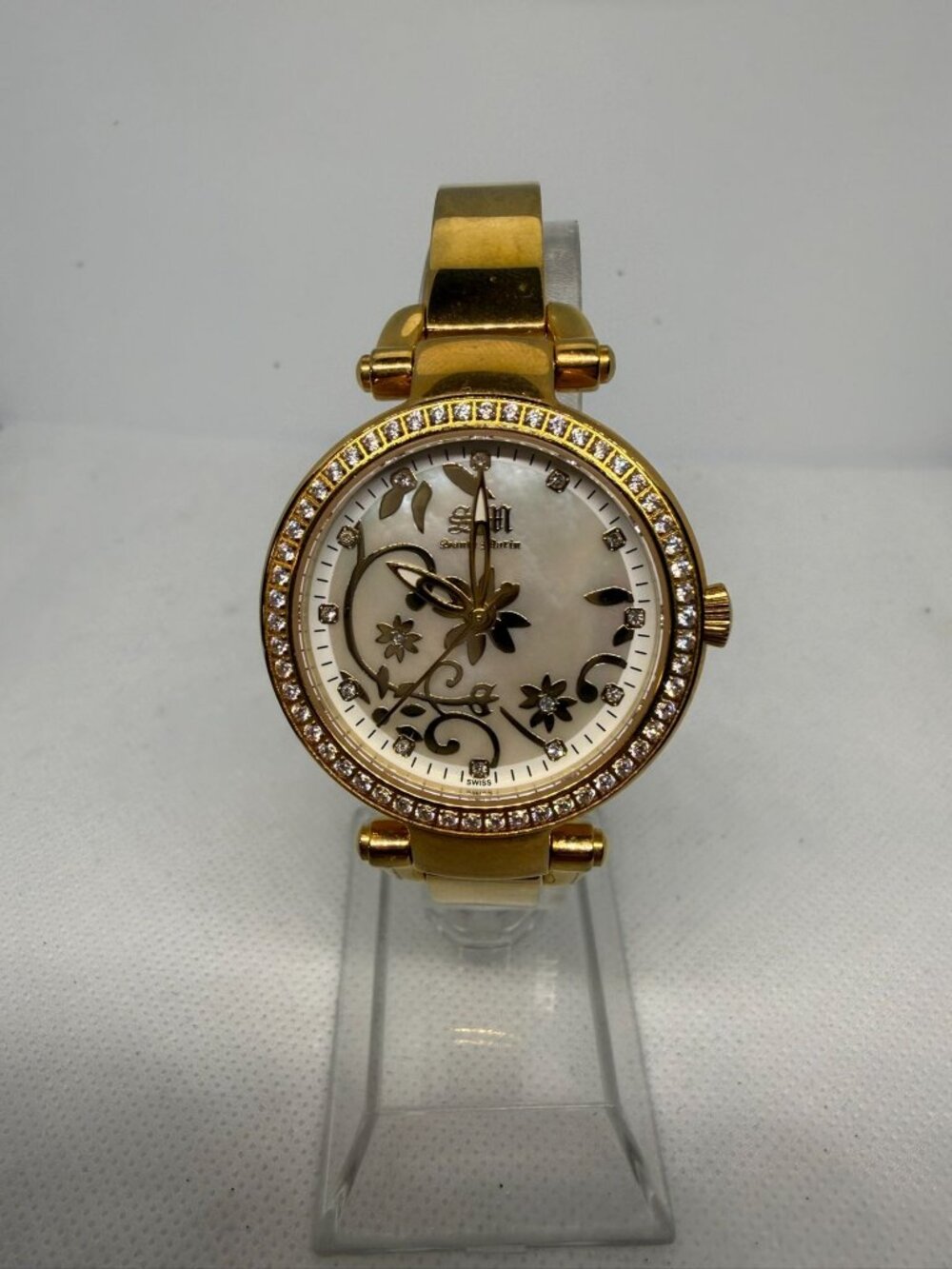 Santa Marin 1043-24 Gold Tone MOP Dial Sapphire Crystal Women’s Swiss Quartz
